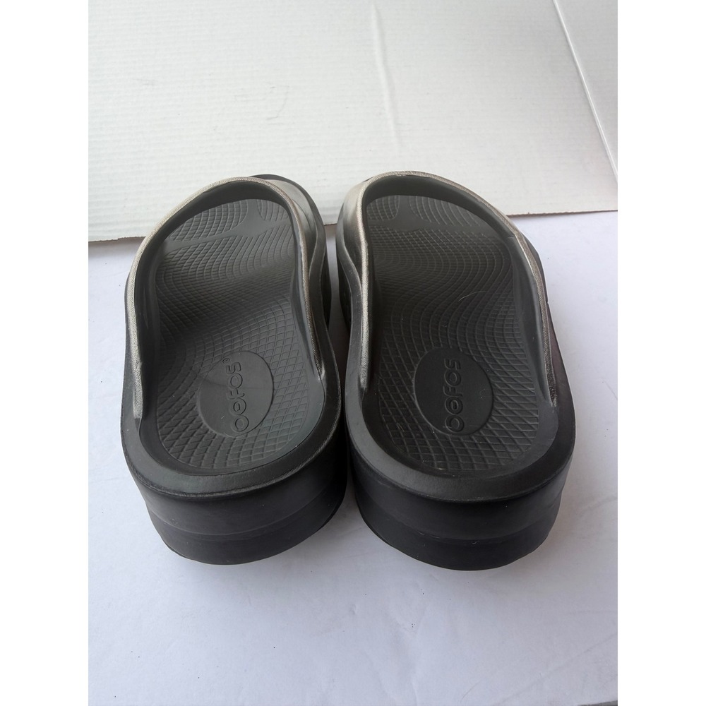 Oofos Metallic Slide Platform Sandals - Women's Bronze/Black - Picture 7 of 10